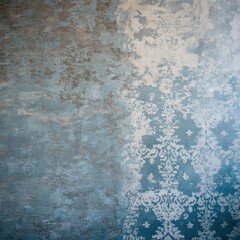 Textured wall, teal and gray, patterned section