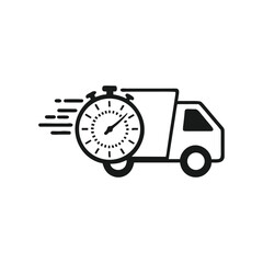 Fast and Reliable Delivery Service Black and White Icon Express Logistics Solution Speed Transportation and Timely Shipping Solutions
