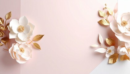 Elegant floral arrangement studio digital art soft pink background aesthetic viewpoint decorative concept for celebrations