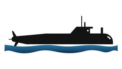 Black Submarine Silhouette Ocean Waves Periscope vector