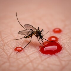 Disease Vector Mosquito in Habitat, Illustrating Environmental Health Concerns