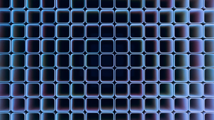 Frosted glass blue black top view 3D cubes pattern, abstract technology background
