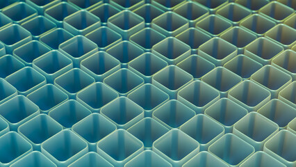 Frosted glass green 3D cubes pattern, abstract technology background