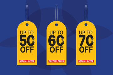 Special offer tag, Discount banner, 50% offer tag, Sale label and discounts background,  70% off, 60% off, 50% off,
sale offer banner, online shop banner, End of Year sale,