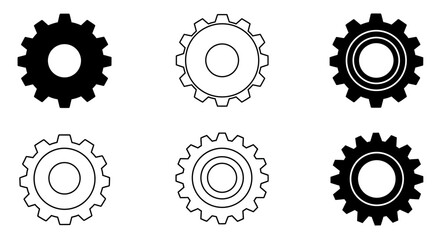 Seamless Pattern of Black and White Gear Icons for Mechanical Designs