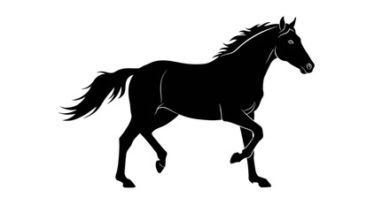 Running Horse Silhouette on White Background for Design Elements and Decoration