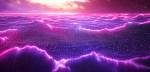 Violet Grid Vapor Horizon with Abstract Glow Layers and 80s Tech Feel