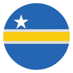 circular aruba national flag icon with blue background yellow stripe and star