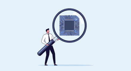 Expert analysis and evaluation of advanced microelectronic components under magnification for technological advancement and innovation