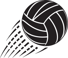 Monochrome Volleyball Illustration with Motion Trail Effect on Transparent Background