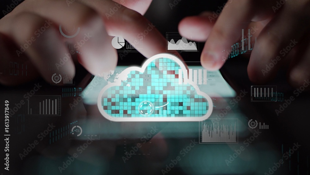 Poster cloud computing, cloud strategy, and cloud technology transforming digital infrastructure with scala