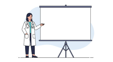 Doctor explains medical information using whiteboard presentation during healthcare meeting