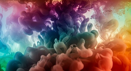 Fototapeta premium Abstract Colorful Ink Swirls in Water, Vibrant Hues and Dynamic Flow