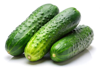 Fresh Green Cucumbers isolated on white background