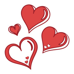 Red heart icons set vector