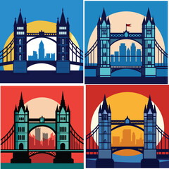 Naklejka premium Bridge line art vector image design 