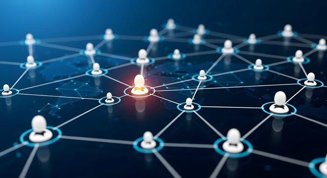 3d illustration connecting people on the internet, social network connection