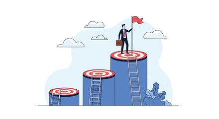 Fototapeta premium Achieving business objectives through strategic planning and focused execution leading to peak performance success