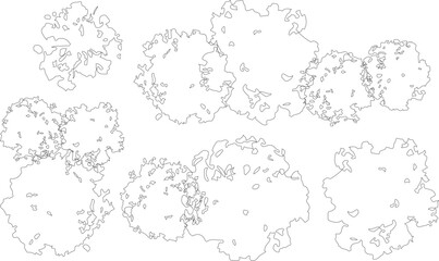 Tree Top View Group Outline Vector Illustration for Landscape Design and Urban Planning