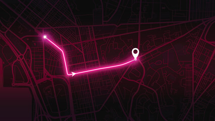 Neon pink city map with glowing route — EPS vector of Vienna, Austria