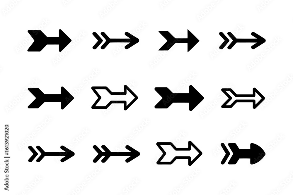 Poster vector art of a diverse collection of arrow vectors indicating direction and navigation for web and 
