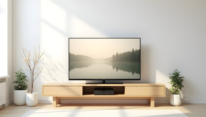 minimalist room architecture TV table
