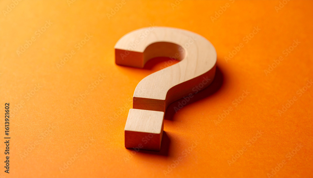 Poster question mark on orange background. faq and qa. problem solution.