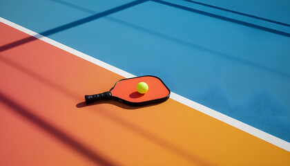 pickleball court with rackets