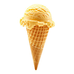 Vanilla ice cream cone, yellow, delicious