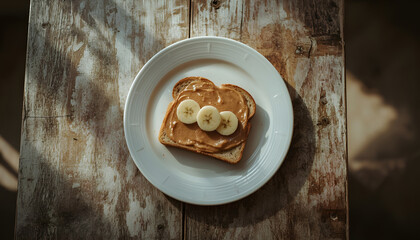 bread with peanut butter and banana slices