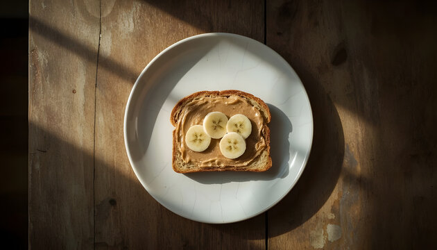 bread with peanut butter and banana slices