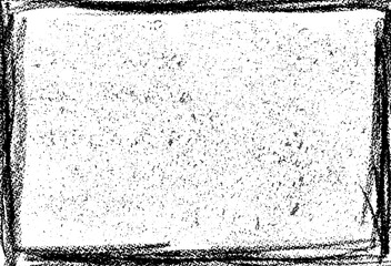 Rough crayon smear frame with creative splash effect. Freehand mark like a kindergarten kid drawing, black colored rectangle stroke. Vector illustration great for education school design or collage.