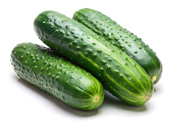 Fresh Green Cucumbers isolated on white background