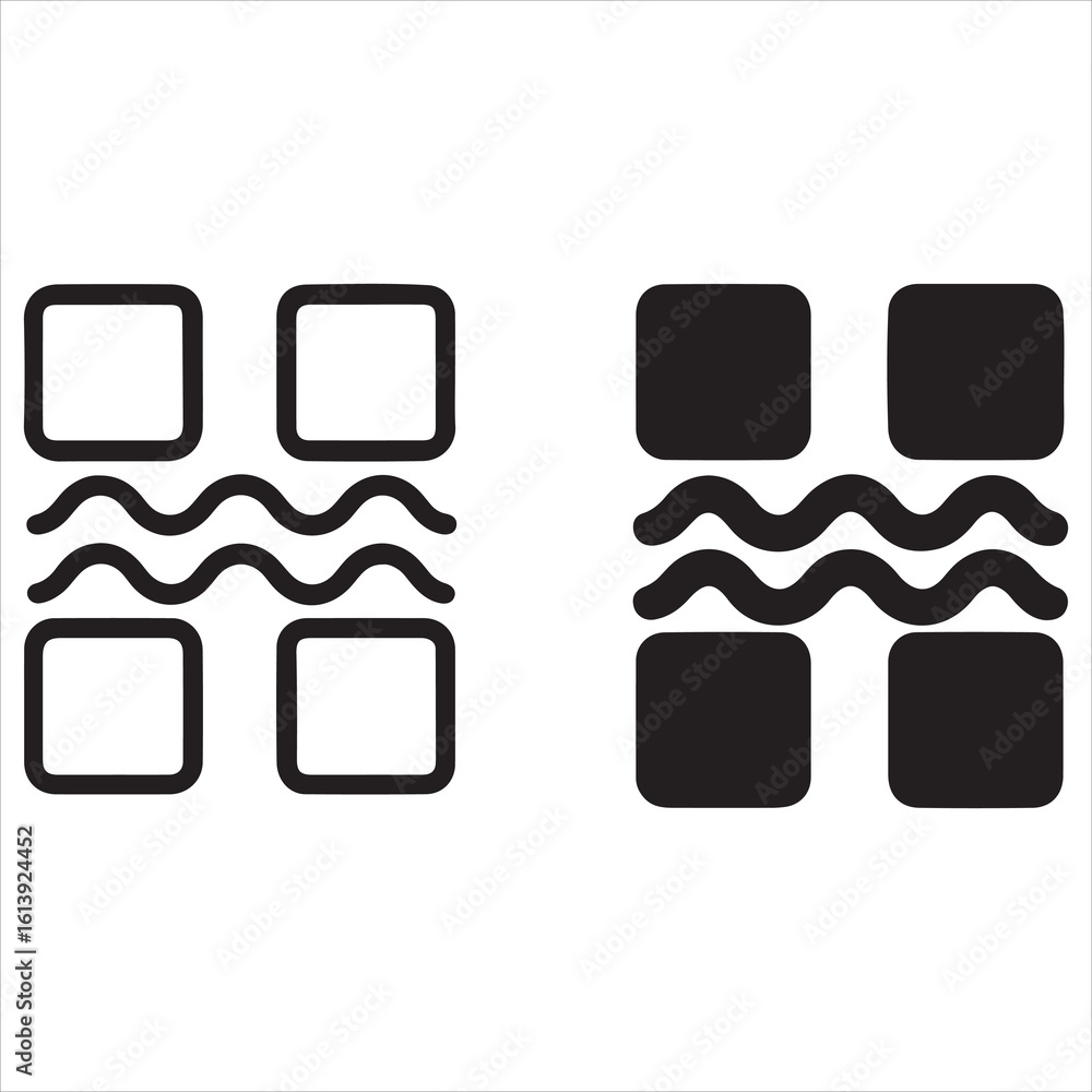 Poster two abstract graphic representations of a wave pattern