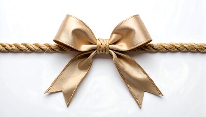 Gold ribbon bow on a rope