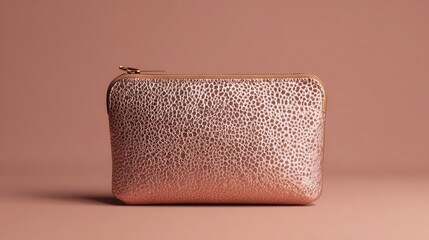 Obraz premium Beautiful photo of rose Gold Textured Pouch on Gradient Background.