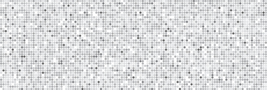 Disco ball silver pattern. Night club metallic background with circle mirror foil texture. Vector illustration of vintage abstract shining grayscale halftone wallpaper. Grey round mosaic backdrop.