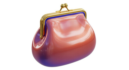 Pink coin purse with golden clasp isolated PNG with Transparent Background