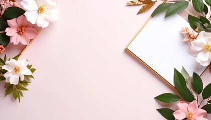 Obraz premium Floral arrangement showcase studio setting photography stylish environment top-down view aesthetic concept for social media engagement