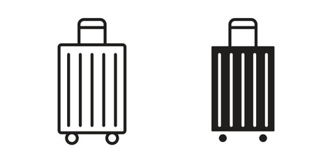 Suitcase icon flat and stroke style pack on white background. Vector illustrations