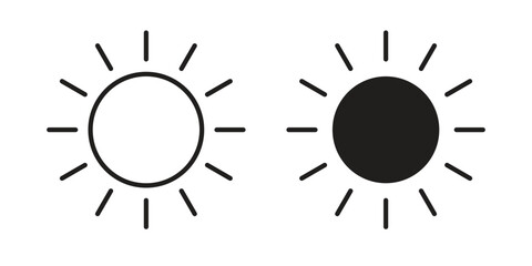 Sun icon flat and stroke style pack on white background. Vector illustrations