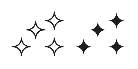 Sparkles icon flat and stroke style pack on white background. Vector illustrations
