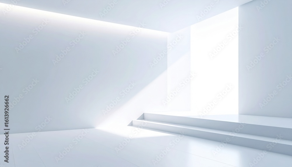 Poster illuminated minimalist space design modern architecture studio interior visualization bright environ
