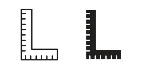 Ruler combined icon flat and stroke style pack on white background. Vector illustrations