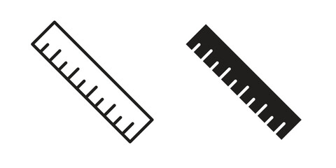 Ruler icon flat and stroke style pack on white background. Vector illustrations
