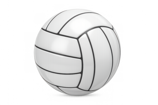 Classic white volleyball ball rotating on transparent background, perfect for sports-related projects