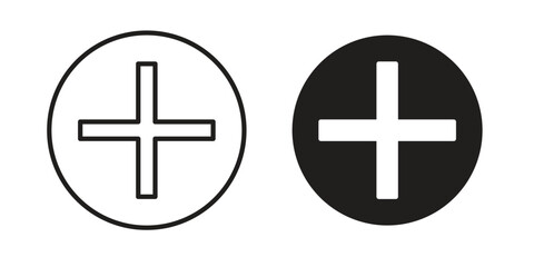 Fototapeta premium Plus icon flat and stroke style pack on white background. Vector illustrations