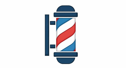 Traditional barber pole illustration, a vintage symbol for a hair salon or barbershop sign on a clean background.