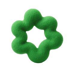 Green Fuzzy Spiral Wreath – 3D Plush Circular Ring Isolated on Transparent Background