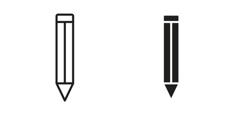 Pencil icon flat and stroke style pack on white background. Vector illustrations